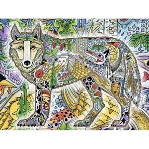 New Arctic Wolf Northwest Woven Afghan Throw Blanket Wolves Native American NIP